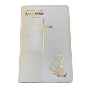 Vintage Memorial Edition Holy Bible New American 1976 White Illustrated